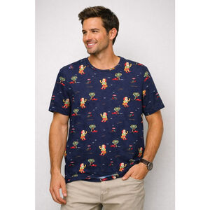 Denim & Flower Ricky Singh Tropical Santa Christmas Tee Large | Hawaiian Holiday